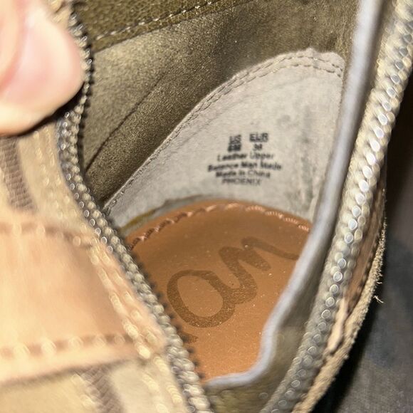 SAM EDELMAN PHOENIX GREEN AND TAN ANKLE BOOTIE GENUINE SUEDE SIZE 6 - Picture 9 of 9